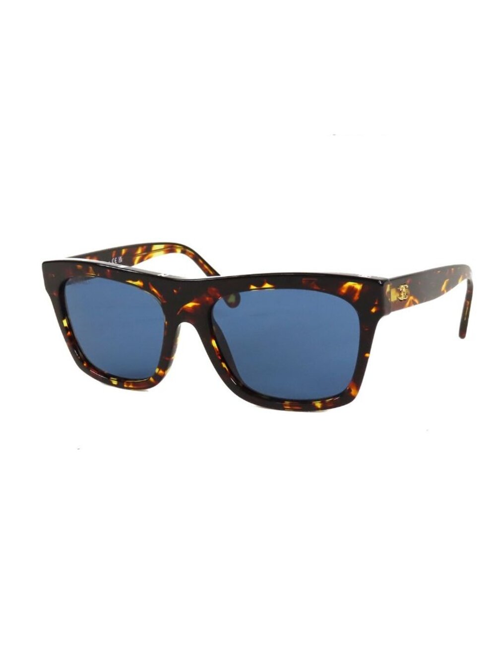 Chanel Square Shape Sunglasses Tortoise Black Acetate Eyewear Demi Brown